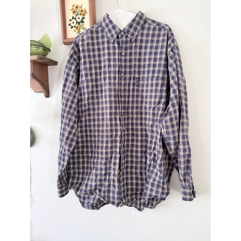Vintage Abercrombie & Fitch Great Outdoor Mens M Navy Plaid Cotton Twill‎